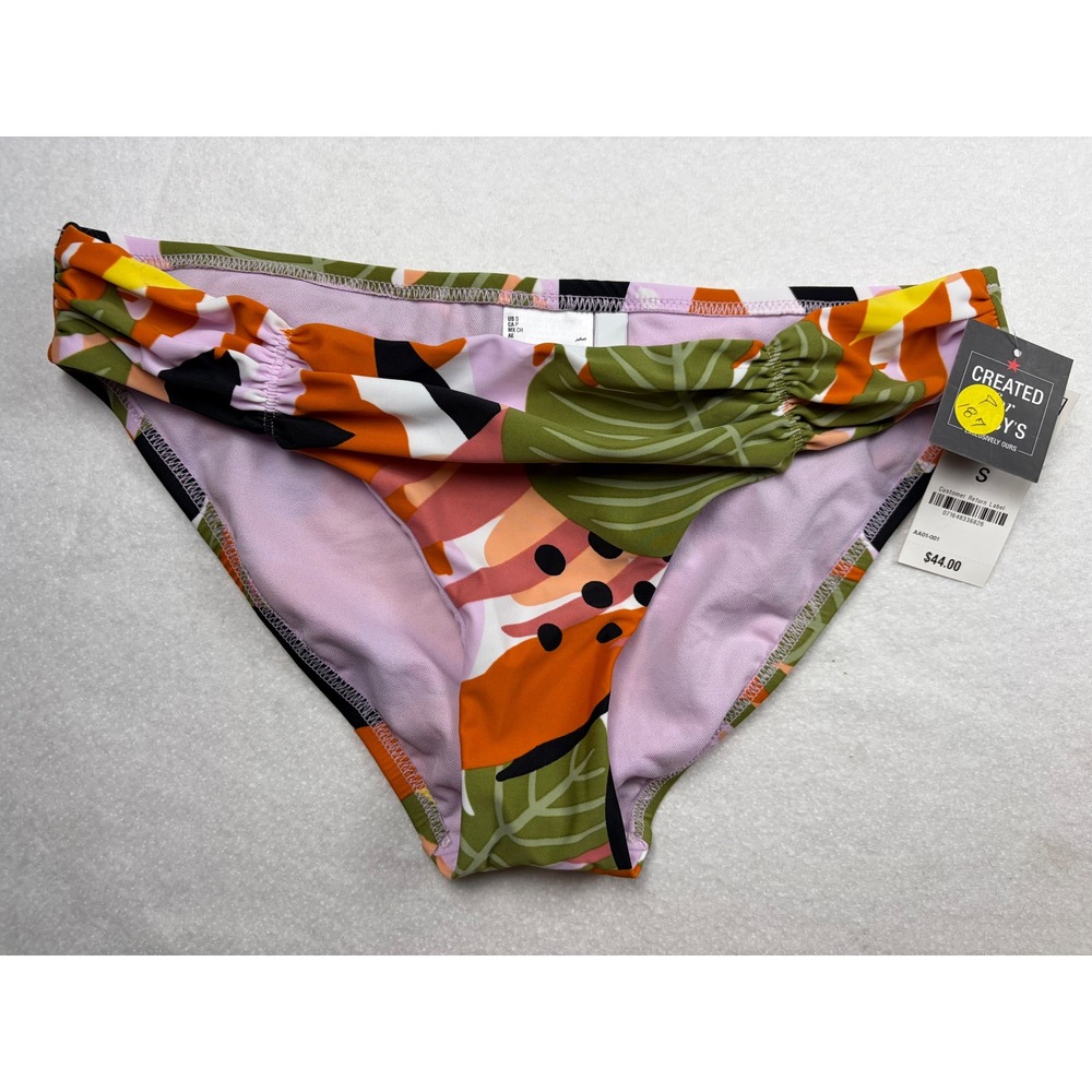 Bar III Jungle Tropical Ruched Hipster Bikini Bottoms Multi Floral MBJT2827 - Picture 3 of 6